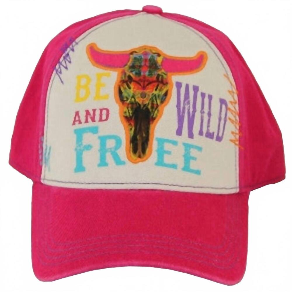 NEW GYPSY SOULE women's aztec steer skull baseball cap in fuchsia